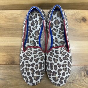 Rothys Mocha Spot Flats Womens 8 Animal Print Leopard Round Toe Slip On